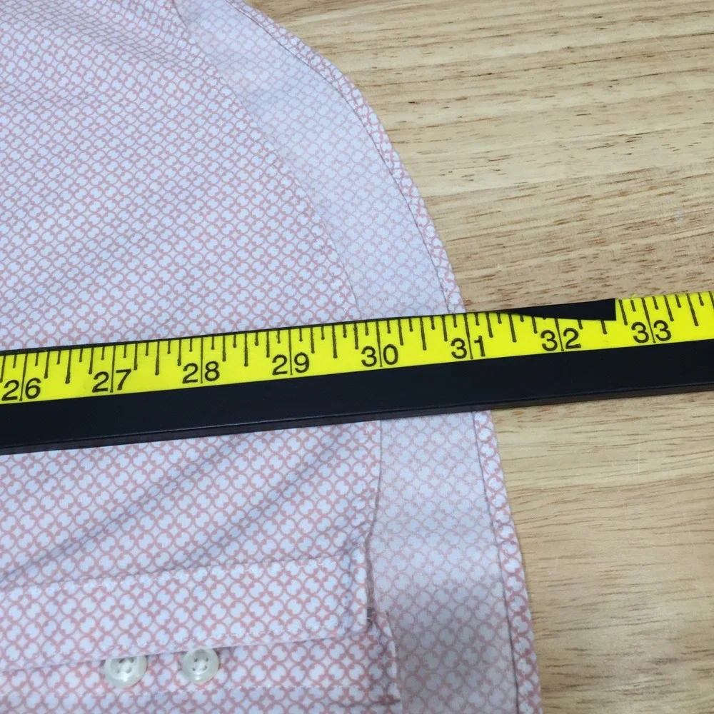 Egara Mens Extreme Slim Fit Stretch Dress Shirt Pink Geometric 16 32-33